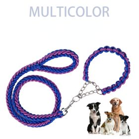 Eight-strand nylon braided dog collar leash dog chain impact blasting chain pet leash (colour: Red, Specification (L * W): M)