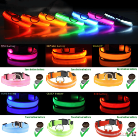 LED Adjustable Dog Collar Blinking Flashing Light Up Glow Pets Safety Waterproof (Color: Green, size: L)