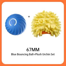 Interactive Bouncing Ball For Dogs,Automatic Smart Toy, Self-moving Rotating Stimulating Pet Entertainment, Noise-Reducing Urchin Cover (size: Blue Ball(67mm)+Plush Urchin Set  GTIN)